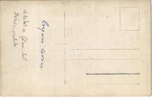 1912 Lugos, Lugoj; árvíz a Temes folyón, kilátás a gimnáziumból, Bésán palota / Timis river flood. p...