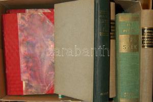 Könyv tétel papírrdobozban, kb 20 szépírodalmi mű