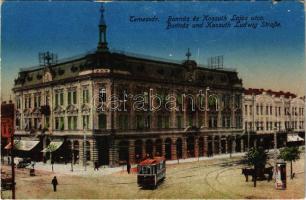 Temesvár, Timisoara; Bonnáz és Kossuth Lajos utca, villamos / street view, tram (kis szakadás / small tear)