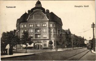 Temesvár, Timisoara; Hungária fürdő, villamos. Polatsek kiadása / spa, bath, tram (EK)