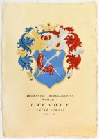 A dévaványai kőrösladányi komádi Tarsoly család címere. Kézzel festett, merített papíron. 32x44 cm
