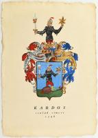 A Kardos család címere. Kézzel festett, merített papíron. 32x44 cm