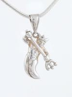 Ezüst(Ag) kígyó nyaklánc Poszeidón medállal, jelzett, állítható h: 45-50 cm, 2,5×1,5 cm, nettó: 7,5 g