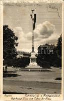 1935 Sopron, Széchenyi tér, Hűségzászló, országzászló (EK)