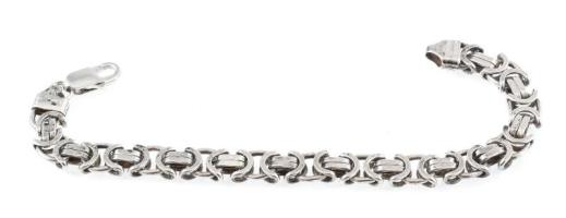 Ezüst(Ag) masszív király karkötő, jelzett, h: 20 cm, nettó: 25,8 g