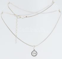 Ezüst(Ag) kígyó nyaklánc áttört oroszlános medállal, jelzett, állítható h: 45-50 cm, d: 1 cm, nettó:...