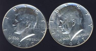 USA 1967. 1/2$ (2x) Ag "Kennedy" T:1/2
