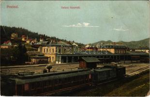 Predeál, Predeal; Gara / vasútállomás, vonat, gőzmozdony / railway station, train, locomotive (EM)