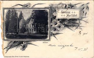 1900 Marilla, Marillavölgy, Marila; Erdőlak. Gross Gyula kiadása / villa, bath, spa. Art Nouveau, floral (b)