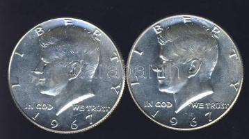 USA 1967. 1/2$ (2x) Ag "Kennedy" T:1/2+