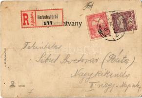 1916 Herkulesfürdő, Herkulesbad, Baile Herculane; Vasútállomás, Herkules tér, Erzsébet szálloda és M...