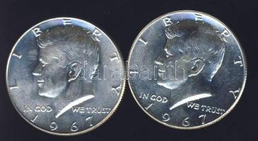USA 1967. 1/2$ (2x) Ag "Kennedy" T:1/2+