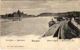 Budapest Margit (Bem) rakpart, Országház. Divald Károly 406. (EB)