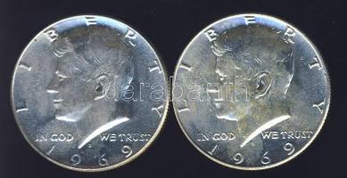 USA 1969D 1/2$ (2x) Ag "Kennedy" T:1/2+