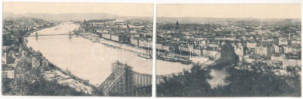 Budapest. Dunai panoráma az épülő felállványozott Erzsébet híddal - két részes panorámalap szétszakadva