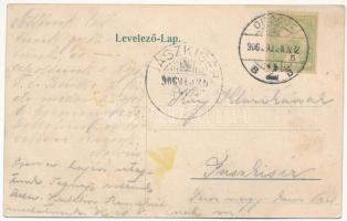 1906 Orsova, MFTR Margit gőzös. Szecessziós montázs hölggyel / steamship. Art Nouveau montage with l...