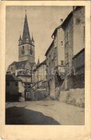 1925 Nagyszeben, Hermannstadt, Sibiu; Altes Rathaus und evangelische Stadtpfarrkirche / régi városház, templom / old town hall, church (Rb)