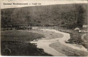 Mezőlaborc, Medzilaborce; Vasúti híd / railway bridge (EK) + "MEZŐ-LABORCZ-S.A. ÚJHELY 51. SZ." vasúti mozgóposta