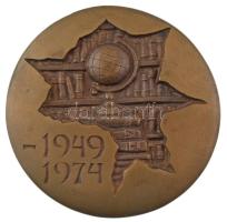 1974. 25 éves a szocialista magyar könyvtárügy bronz emlékérem díszdobozban (88mm) T:1