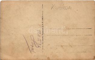 1920 Komárom, Komárnó (?); Dunai idill, fürdőzők, uszályok / bathing in the Danube, barges. photo (E...