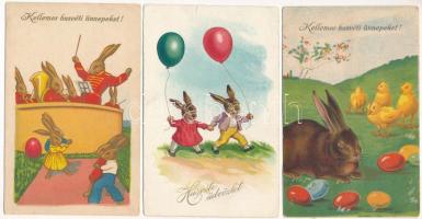 5 db régi üdvözlő képeslap vegyes minőségben / 5 pre-1945 greeting postcards in mixed quality