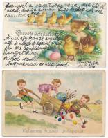 5 db régi üdvözlő képeslap vegyes minőségben / 5 pre-1945 greeting postcards in mixed quality