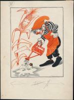 Róna Emy (1904-1988): Illusztráció a Hüvelyk Matyi meséhez. Tempera, tus, papír, jelezve jobbra lent, 28×21 cm