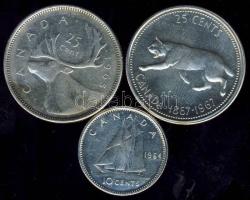 Kanada 1965. 25c Ag + 1967. 25c Ag "Centennial" + 1964. 10c Ag T:2,2/3