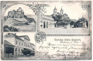 1905 Máriaradna, Mária-Radna, Radna (Lippa, Lipova); Solymosi vár, tér, templom, Fekete Sas szálloda / Soimos castle, square, church, hotel. Gregor Fischer Art Nouveau, floral (EK)