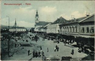1909 Máramarossziget, Sighet, Sighetu Marmatei; Fő tér, piac, vásár. Wizner és Dávid / market on the square