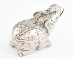 Ezüst (Ag) szerencse elefánt dobozka, jelzett, nettó: 116g, 13x5,5x9cm