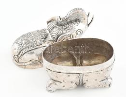 Ezüst (Ag) szerencse elefánt dobozka, jelzett, nettó: 116g, 13x5,5x9cm