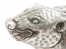 Ezüst (Ag) szerencse patkány dobozka, jelzett, nettó: 52,62g, 8,5x3,5x4,5cm