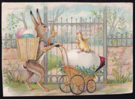 cca 1880 Litografált húsvéti reklám kártya 11x8 cm