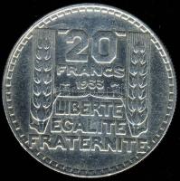 Franciaország 1938. 20Fr Ag T:2 ph.