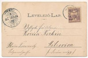 1901 Varjas, Varias; Szerb templom, takarékpénztár, vendéglő és olvasóterem. Rigler rt. kiadása / Se...