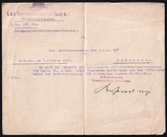 1918 A Tersánszky Huszárregiment pecsétjével ellátott parancs