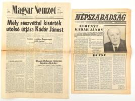 1989 2 db újság Kádár János haláláról és temetéséről