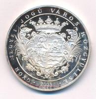 Lebó Ferenc (1960-) 2003. "Pro Urbe Győr" jelzett Ag díjérem kapszulában (31,11g/999/42,5m...