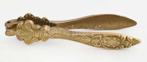 Régi bronz diótörő, kopásokkal, h: 14 cm
