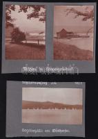 cca 1910 Langenzersdorf, Wörthersee, hajómalom, vitorlások, 6 db fotó, kartonra ragasztva, feliratozva, 7,5×5,5 cm