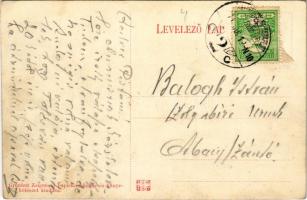 Érsekújvár, Nové Zámky; Arany oroszlán szálloda, Szentháromság szobor. Grünhut Zsigmond kiadása / ho...