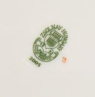 Zsolnay pillangó mintás porcelán kompótos tál + lapos tányér. Kézzel festett, jelzett, hibátlan d: 2...