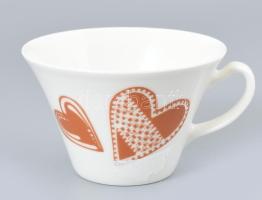 Pécsi porcelán retro tél mintás bögre. Kézzel festett, jelzett, hibátlan 7 cm