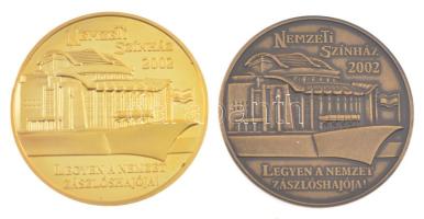 2002. Nemzeti Színház - Legyen a nemzet zászlóshajója! 2xklf kétoldalas aranyozott bronz, bronz emlékérem (42,5mm) T:1