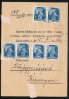 1945 (2. díjszabás) Kézbesítési ív Hadvezérek 6 x 50f (3P) bérmentesítéssel levélként feladva