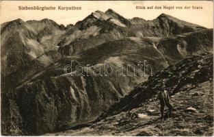 Negoj-csúcs, Negoi (Fogarasi-havasok); Siebenbürgische Karpathen, von der Scara / túrázó. Jos. Drotleff kiadása Nr. 345. 1917. / hiker (EK)