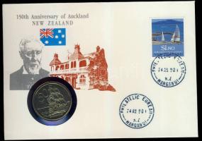 Új-Zéland 1991. 50c "Endeavour" bélyeges érmés borítékon, alkalmi bélyegzővel, hátoldali ismertetővel T:1