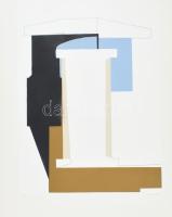 Mark (Márkus), Anna (1928-): Fekete-kék kompozíció, 1990. Szitanyomat, papír, jelzett, számozott (19/40). 45,5x34 cm