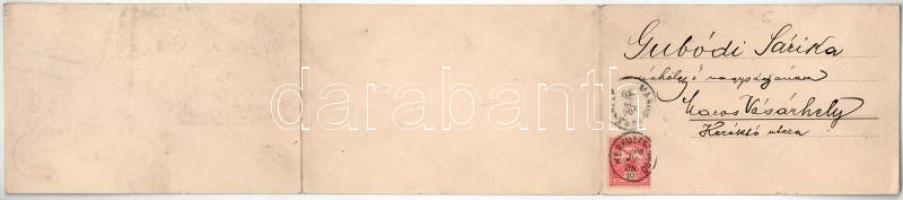 1900 Herkulesfürdő, Baile Herculane; 3-részes kinyitható panorámalap / 3 -tiled folding panoramacard